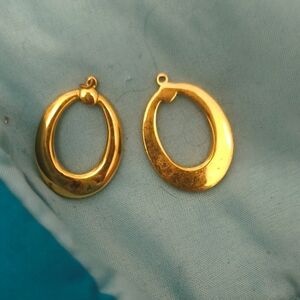 Polished Gold Oval Drop Earrings for Women